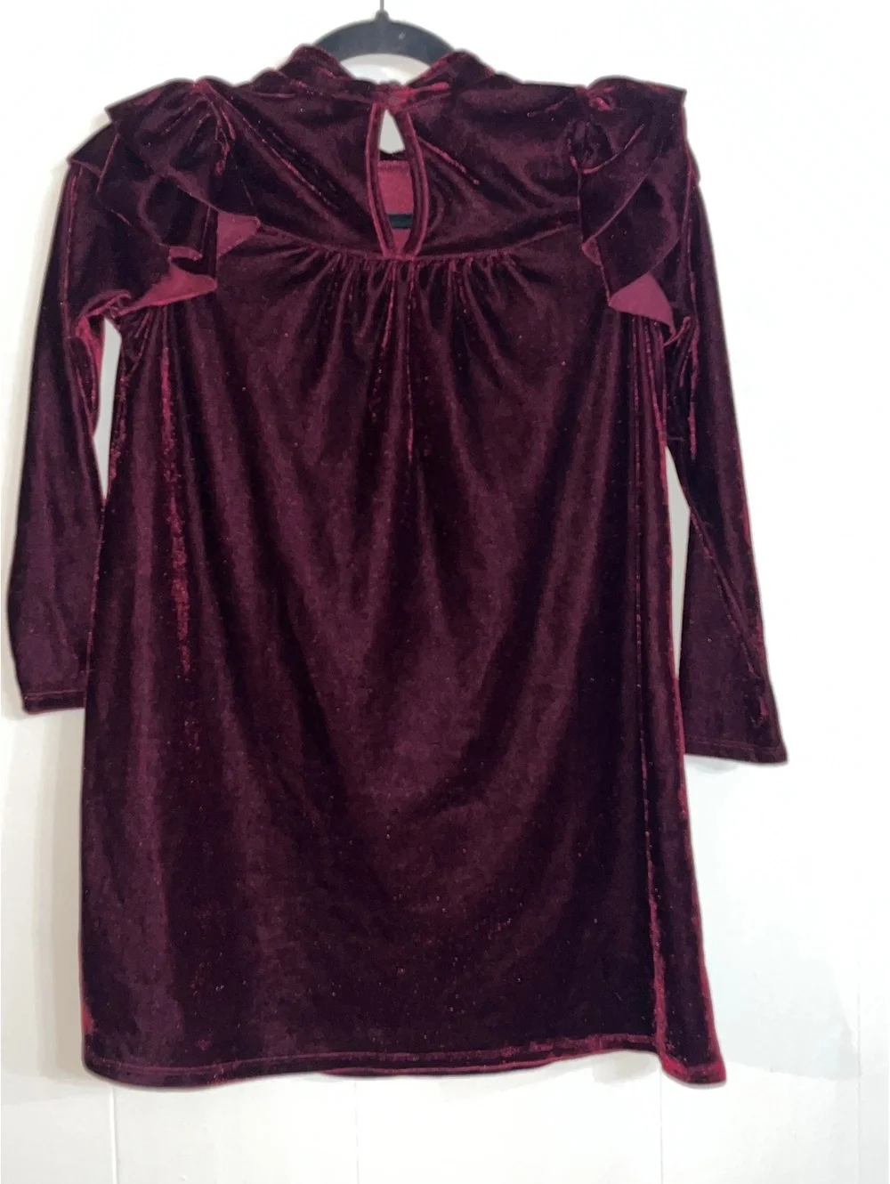 Vintage Girls' Burgundy Velvet Long Sleeve Dress